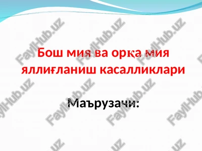 bosh miya va orqa miyayallig'lanish kasalliklari — PPT