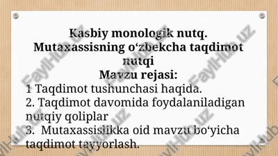 kasbiy monologik nutq — PPTX