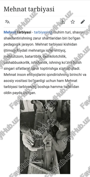 mehnat tarbiyasi — PDF