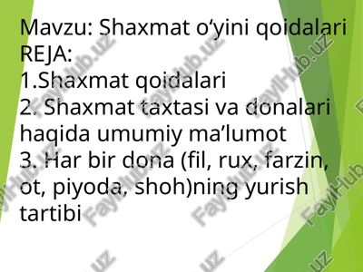 shaxmat o‘yini qoidalari — PPT