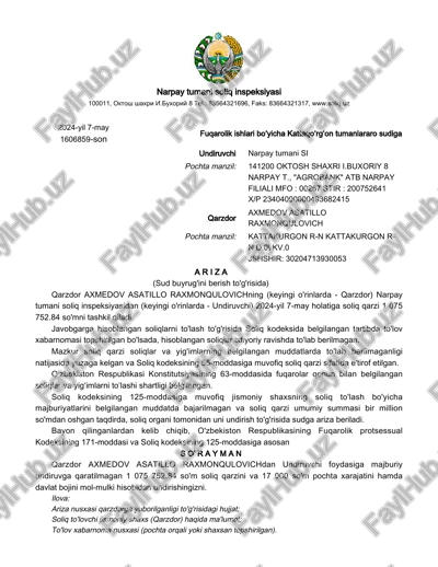 soliq inspeksiyasi — PDF