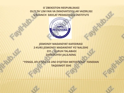 yengil atletika bilan shug`illantirishda umum rivojlantiruvchi hamda maxsus mashqlarni bajarishni o`rgatish — PPTX