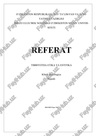 tibbiyotda etika va estetika — DOCX