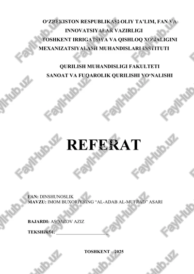 imom buxoriyning “al-adab al-mufrad” asari — DOCX