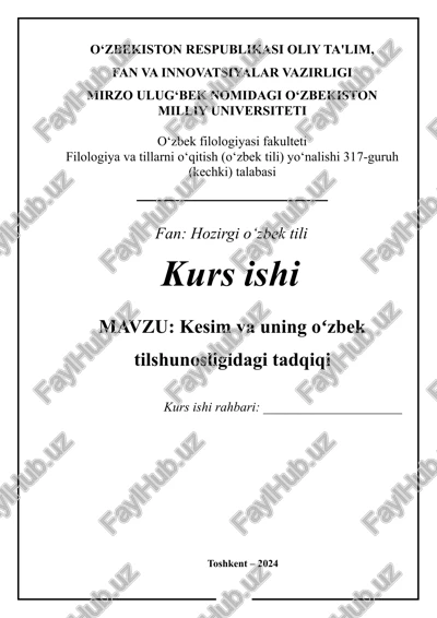 kesim va uning oʻzbek tilshunosligidagi tadqiqi — DOCX
