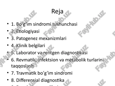 boʻgʻim sindromini qiyosiy taqqoslash — PPTX