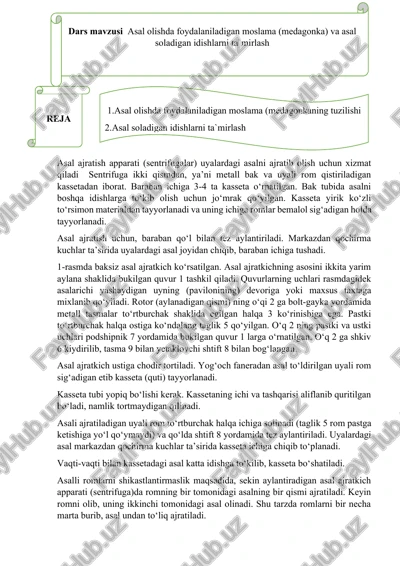 asal ajratish apparati (sentrifugalar) — DOCX