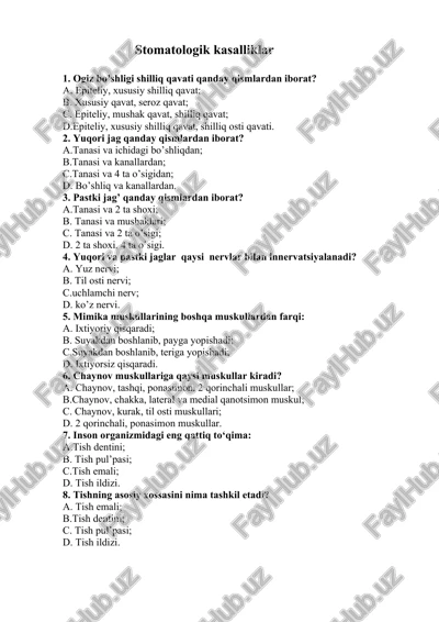 stomatologik kasalliklar — DOCX