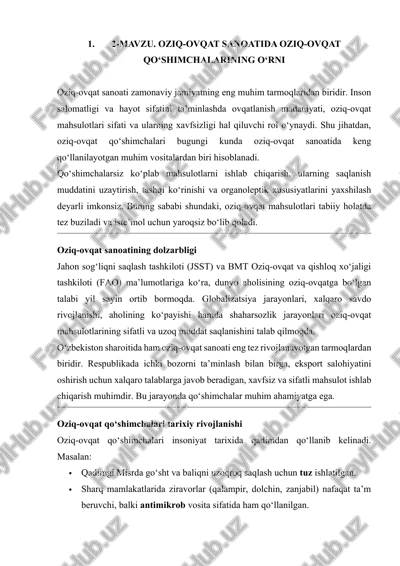 oziq-ovqat sanoati — DOCX