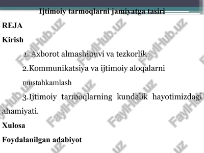 ijtimoiy tarmoqlar — PPTX