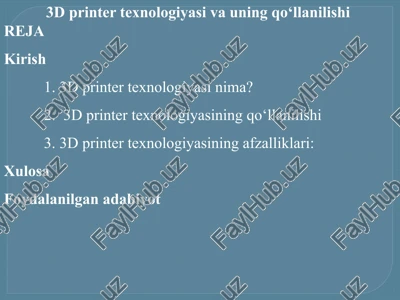 3d printertexnologiyasi — PPTX