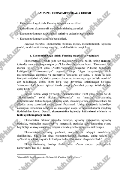 ekonometrikaga kirish — DOCX