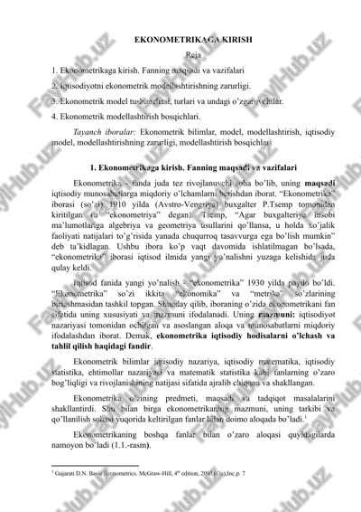 ekonometrikaga kirish — DOCX