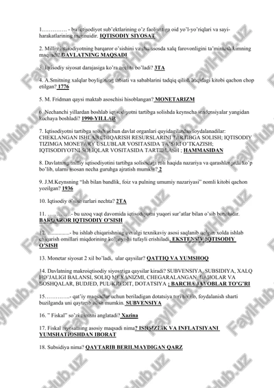 iqtisodiy siyosat — DOCX