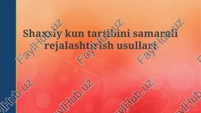 shaxsiy kun tartibini samarali rejalarshtirish usullari — PPTX