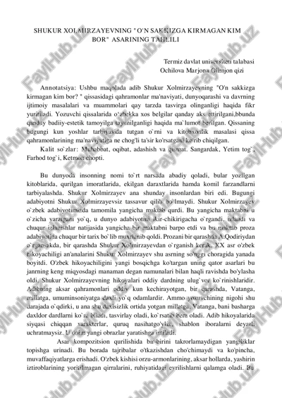 "o'n sakkizga kirmagan kim bor" asari — PDF