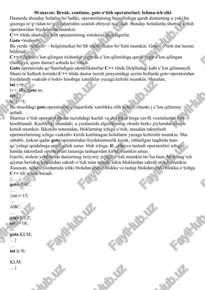 shartsiz o‘tish operatorlari — DOCX