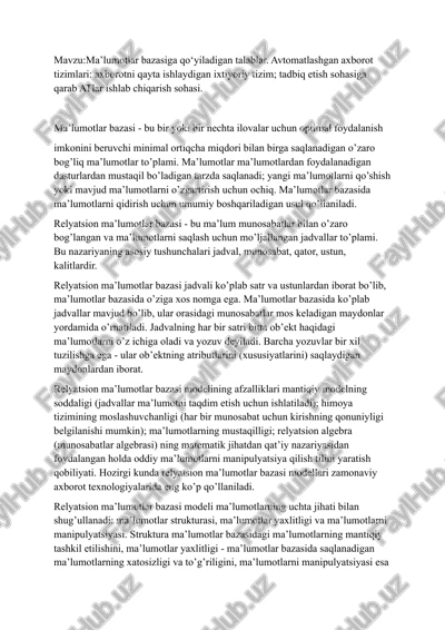 ma'lumotlar bazasi — DOCX