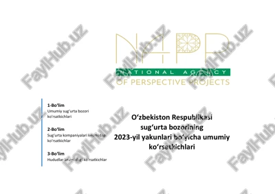 o‘zbekiston respublikasi  sug‘urta bozorining  2023-yil yakunlari bo‘yicha umumiy  ko‘rsatkichlari. — PDF