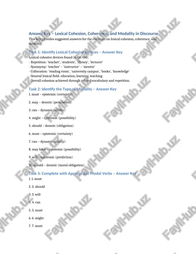 answer key lexical cohesion and modality — DOCX