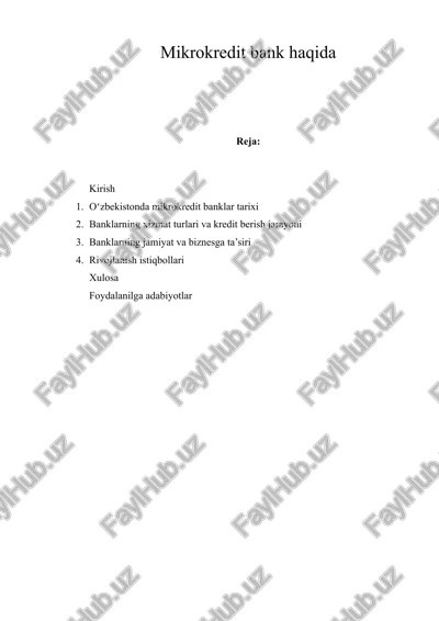 mikrokredit bank haqida — DOCX