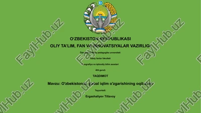 o'zbekistonda glabal iqlim o'zgarishining oqibatlari — PPTX