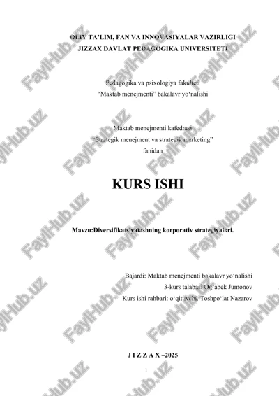 diversifikatsiyalashning korporativ strategiyalari — DOCX