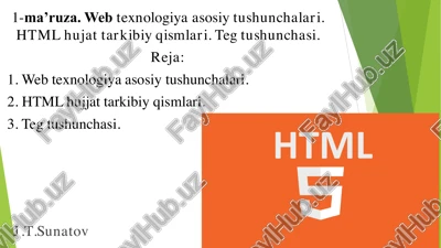 web texnologiya asosiy tushunchalari — PDF