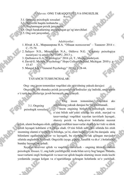 ong taraqqiyoti va ongsizlik — PDF