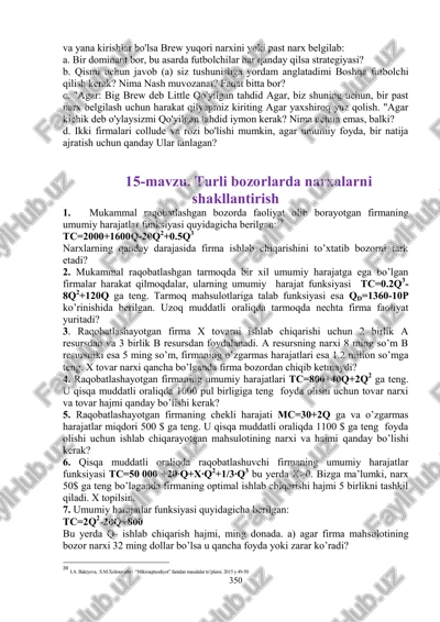turli bozorlarda narxalarni shakllantirish — PDF