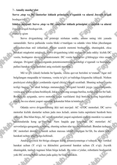 servo, step va dc motorlar ishlash prinsipi — PDF