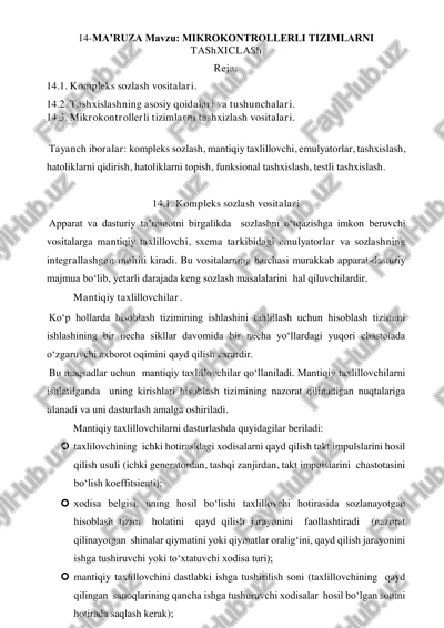mikrokontrollerli tizimlarni tashxiclash — PDF