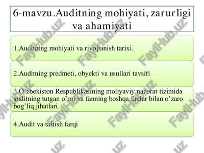 auditning mohiyati, zarurligi va ahamiyati — PDF