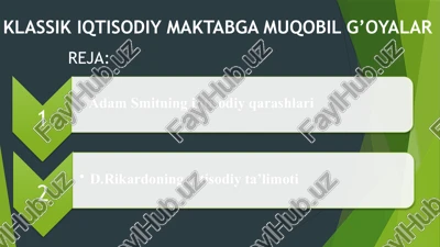 iqtisodiy talimotlar fanidan taqdimot — PPTX