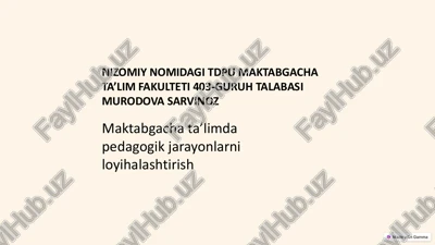 maktabgacha ta’limda pedagogik jarayonlarni loyihalashtirish — PDF