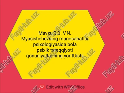 v.n. myasishchevning munosabatlari psixologiyasida bola psixik taraqqiyoti qonuniyatlarining yorituishi — PDF