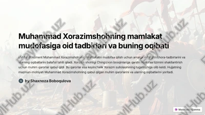 muhammad xorazimshohning mudofaa rejasi — PDF