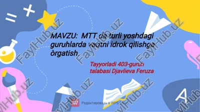 mtt da turli yoshdagi guruhlarda vaqtni idrok qilishga òrgatish — PDF