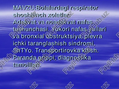 bolalardagi respirator shoshilinch xolatlar — PDF