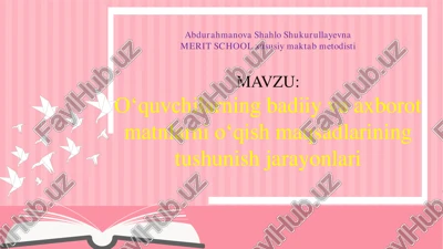 o‘quvchilarning badiiy va axborot matnlarni o‘qish maqsadlarining tushunish jarayonlari — PDF
