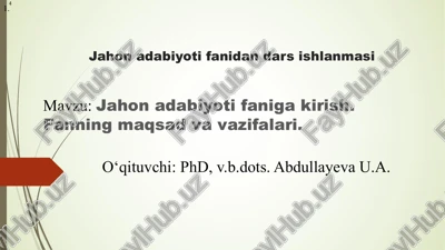 jahon adabiyoti fanidan dars ishlanmasi — PDF