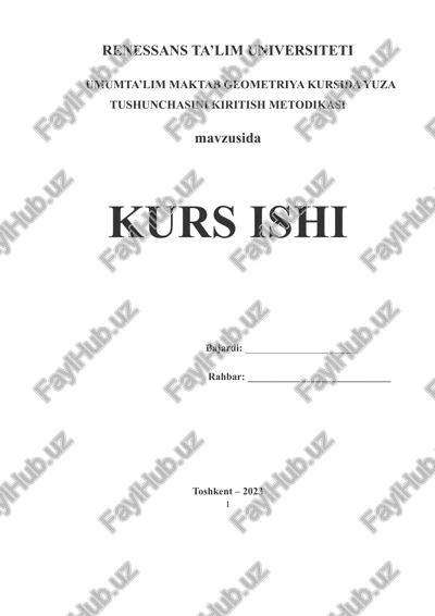 umumta’lim maktab geometriya kursida yuza tushunchasini kiritish metodikasi — DOCX