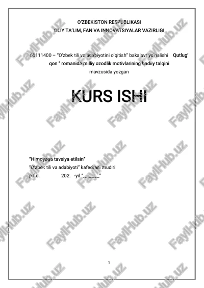 qutlug‘ qon romani tahlili — PDF