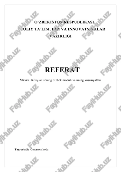 oʻzbekiston taraqqiyot modeli — DOCX