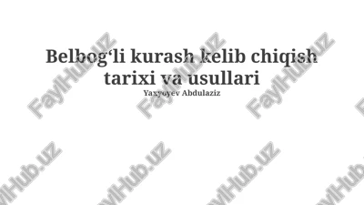 kamar kurash kelib chiqish tarixi va usullari — PPTX