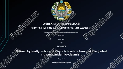 iqtisodiy axborotni qayta ishlash uchun elektron jadval muharrirlaridan foydalanish — PPTX