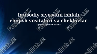 iqtisodiy siyosatni ishlab chiqish vositalari va cheklovlar — PPTX