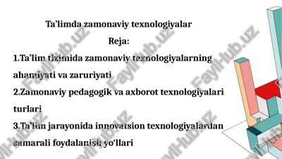 ta’limda zamonaviy texnologiyalar — PPTX