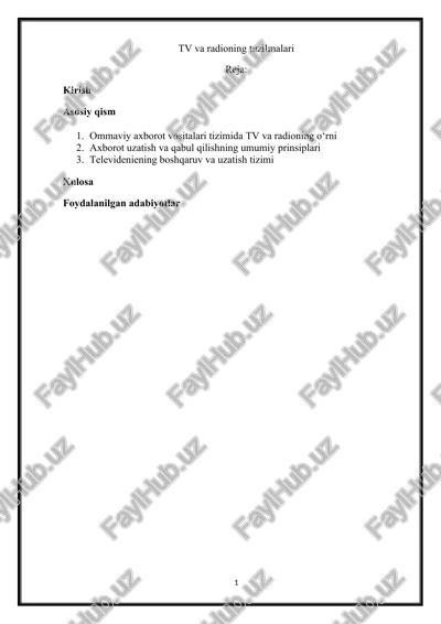 tv va radioning tuzilmalari — DOCX