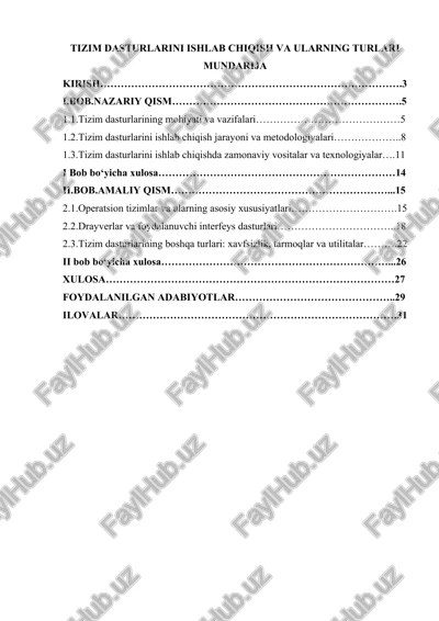 tizim dasturlarini ishlab chiqish va ularning turlari — DOCX